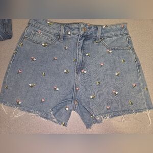 Time and Tru Floral Jean Shorts